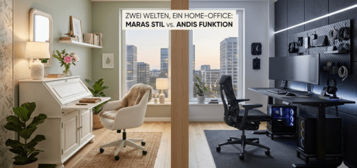 zwei Homeoffices, weiß mit altem Sekretär vs. modern