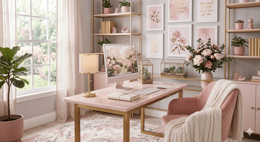 Rosa Homeoffice – schöne Variationen und Einrichtungsvorschläge