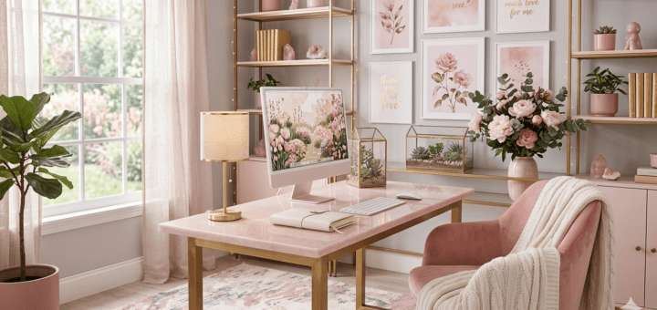Rosa Homeoffice – schöne Variationen und Einrichtungsvorschläge