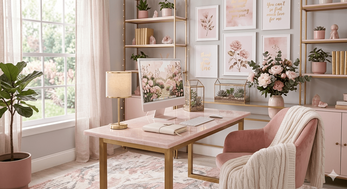 Rosa Homeoffice – schöne Variationen und Einrichtungsvorschläge