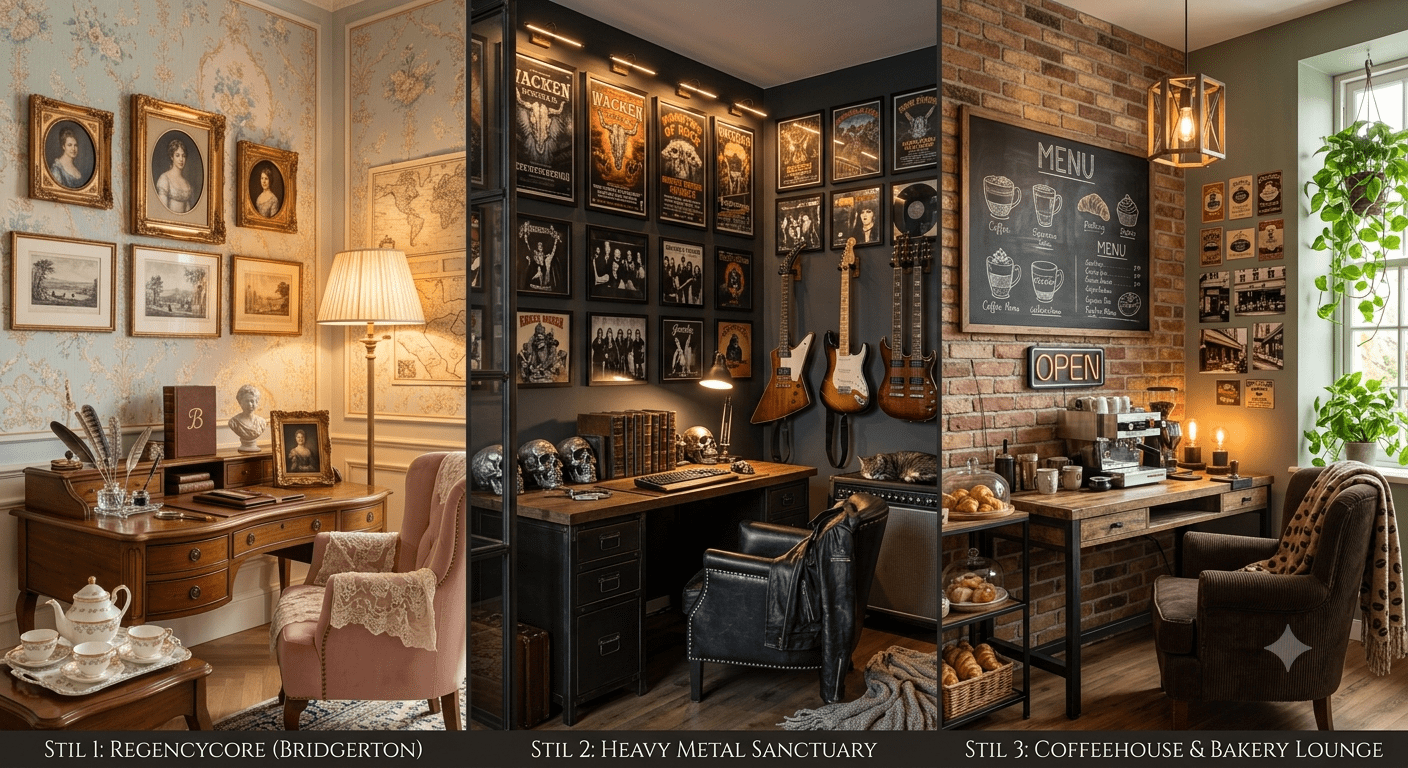 Homeoffice Mottozimmer: Bridgerton, Heavy Metal